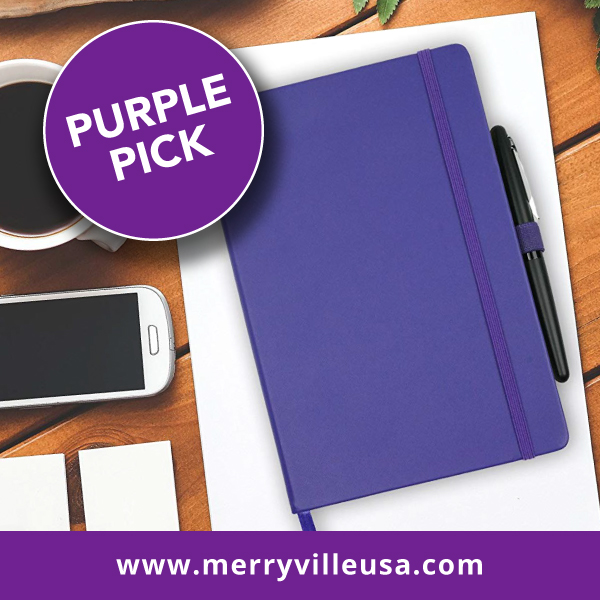 Merryville Purple Pick. RICCO BELLO Classic Ruled Notebook with Pen Loop / 5.7 x 8.4 inches (Purple).